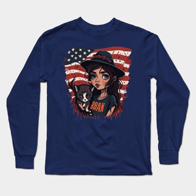 Patriotic Cat Mother Long Sleeve T-Shirt by By_Russso